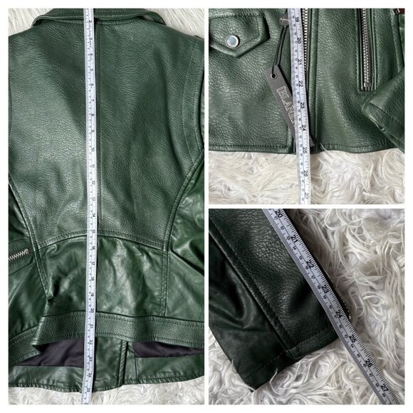 Blank NYC “Easy Rider” Green Faux Leather Moto Jacket NWT Size Medium - Picture 11 of 12